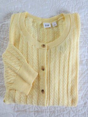 GAP Yellow Pointelle Cotton Cardigan
